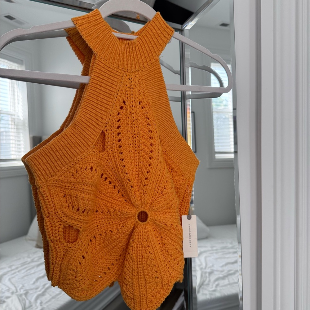 Orange Knit Halter Top
